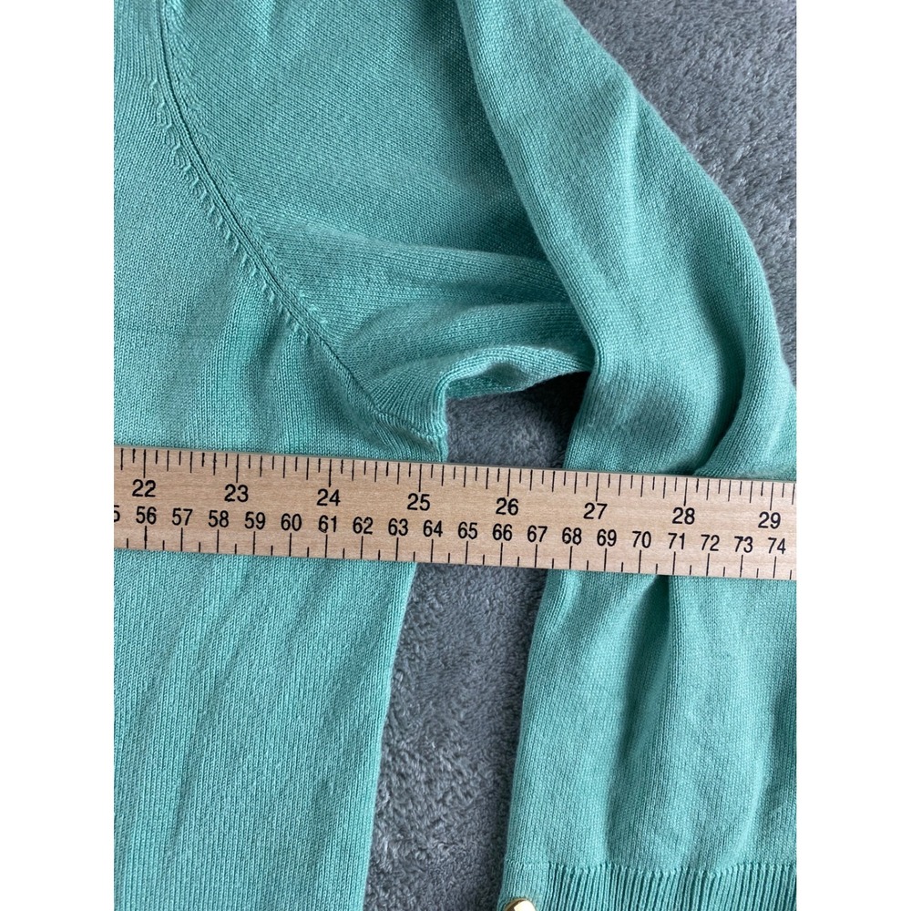 JM Collection Womens Plus 2X Aqua Mint Green Open Front Cardigan Gold Buttons - Picture 7 of 11